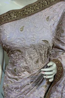Pink Embroidered Pure Satin Saree With Blouse 2