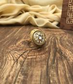 Gold Plated Oval White Stone Ring