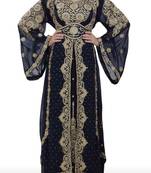 black georgette moroccan islamic dubai kaftan farasha aari and stone work dress
