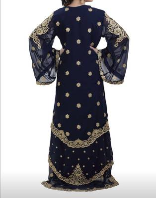black georgette moroccan islamic dubai kaftan farasha aari and stone work dress 3