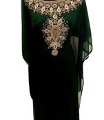 black georgette moroccan islamic dubai kaftan farasha zari and stone work dress