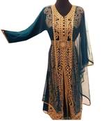 grey georgette moroccan islamic dubai kaftan farasha aari and stone work dress