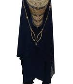 navy blue georgette moroccan islamic dubai kaftan farasha zari and stone work dress