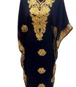 navy blue georgette moroccan islamic dubai kaftan farasha aari and stone work dress