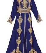 navy blue embroidered georgette islamic kaftan