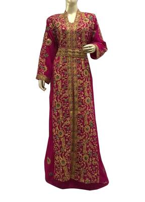 rani georgette moroccan islamic dubai kaftan farasha aari and stone work dress 1