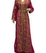 rani georgette moroccan islamic dubai kaftan farasha aari and stone work dress
