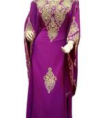 wine georgette moroccan islamic dubai kaftan farasha zari and stone work dress