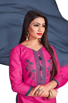 Pink embroidered cotton silk salwar 1