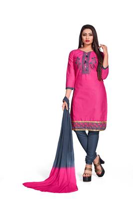 Pink embroidered cotton silk salwar 2