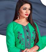 Sky-blue embroidered cotton silk salwar