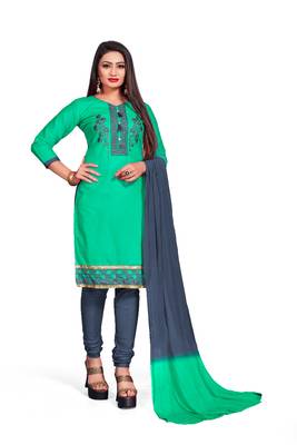 Sky-blue embroidered cotton silk salwar 2