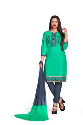 Sky-blue embroidered cotton silk salwar 3