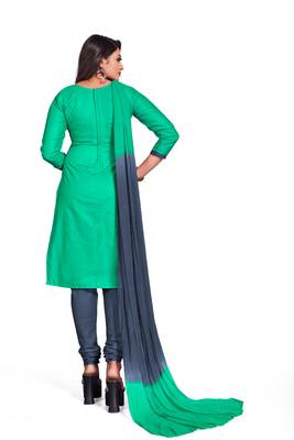 Sky-blue embroidered cotton silk salwar 4