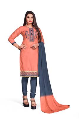 Peach embroidered cotton silk salwar 2