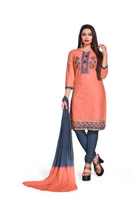 Peach embroidered cotton silk salwar 3