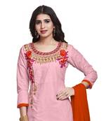 Pink embroidered cotton silk salwar
