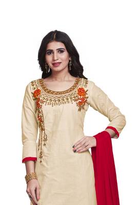 Cream embroidered cotton silk salwar 1