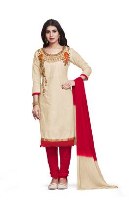 Cream embroidered cotton silk salwar 2