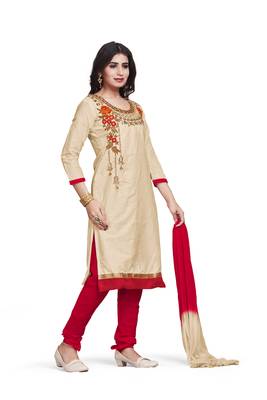 Cream embroidered cotton silk salwar 3