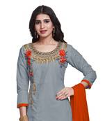 Grey embroidered cotton silk salwar
