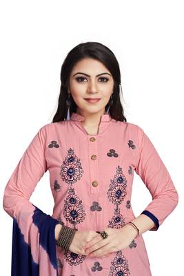 Pink embroidered cotton silk salwar 1