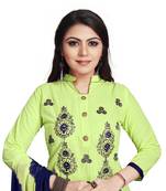 Light-parrot-green embroidered cotton silk salwar