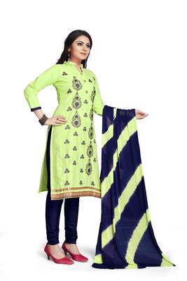Light-parrot-green embroidered cotton silk salwar 3