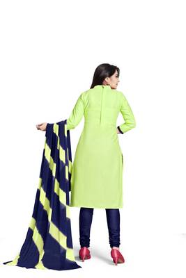 Light-parrot-green embroidered cotton silk salwar 4