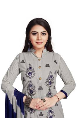 Grey embroidered cotton silk salwar 1