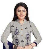 Grey embroidered cotton silk salwar