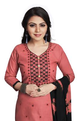 Light-pink embroidered cotton silk salwar 1