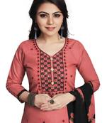 Light-pink embroidered cotton silk salwar