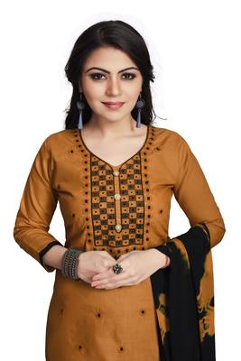 Brown embroidered cotton silk salwar 1