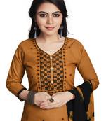 Brown embroidered cotton silk salwar