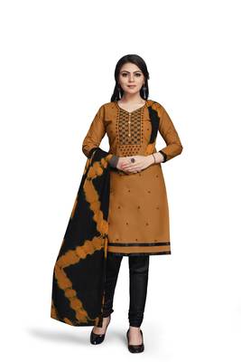 Brown embroidered cotton silk salwar 2