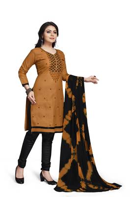 Brown embroidered cotton silk salwar 3