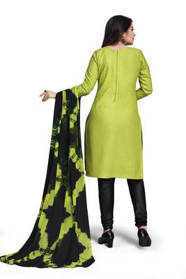 Parrot-green embroidered cotton silk salwar 4