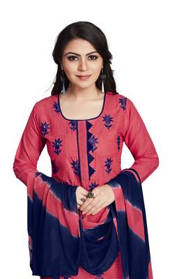 Pink embroidered cotton silk salwar 1