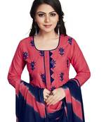 Pink embroidered cotton silk salwar