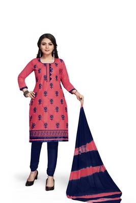 Pink embroidered cotton silk salwar 2