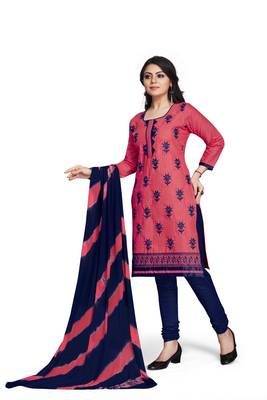 Pink embroidered cotton silk salwar 3