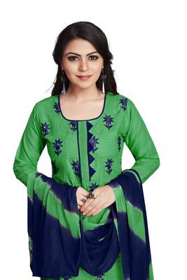 Sky-blue embroidered cotton silk salwar 1