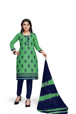 Sky-blue embroidered cotton silk salwar 2