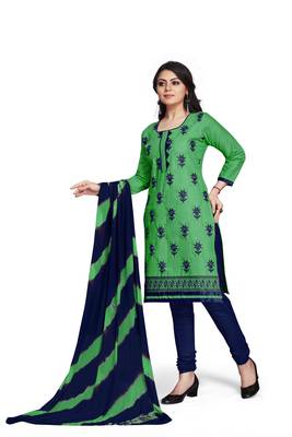 Sky-blue embroidered cotton silk salwar 3