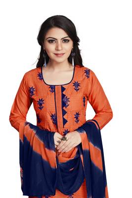 Orange embroidered cotton silk salwar 1