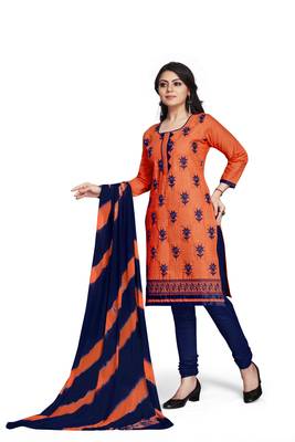 Orange embroidered cotton silk salwar 3