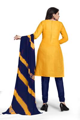 Yellow embroidered cotton silk salwar 4