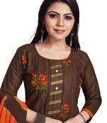 Brown embroidered cotton silk salwar
