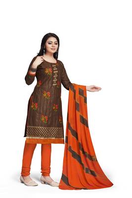 Brown embroidered cotton silk salwar 3